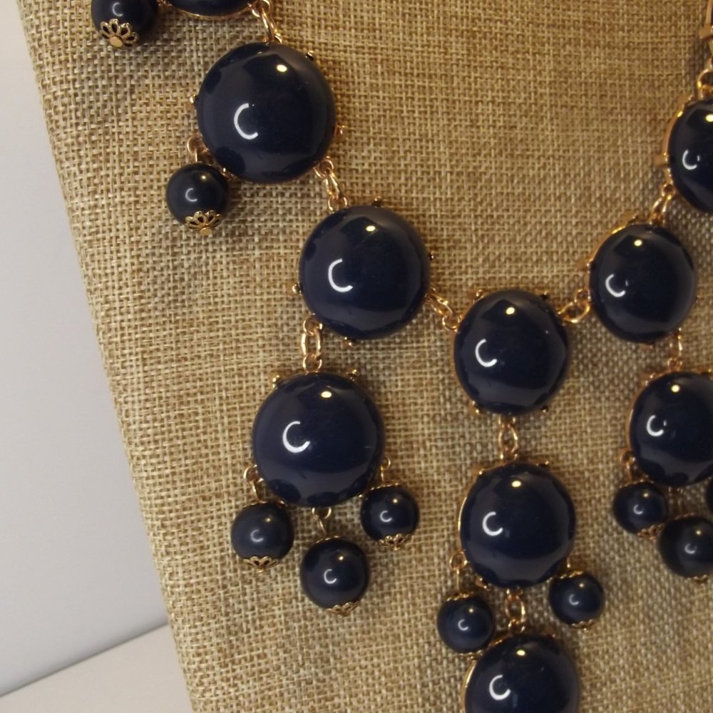Navy Blue Statement Bubble Necklace - image 3